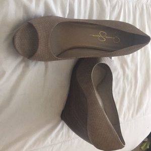 Size 9 Jessica Simpson wedge snake skin sandal